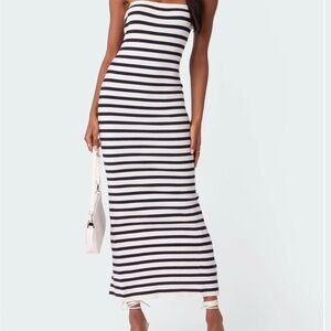 EDIKTED Striped Black and White Maxi Dress